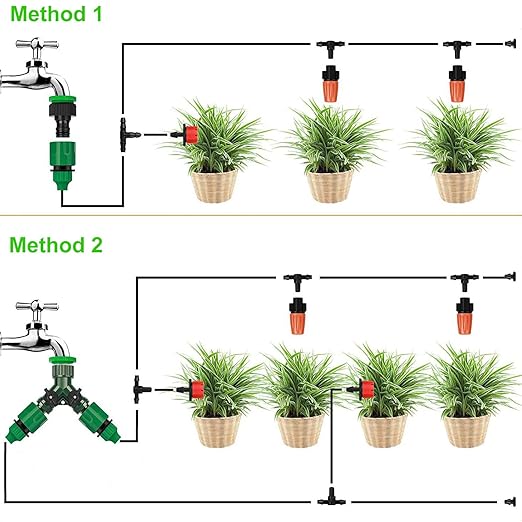 Drip Irrigation System Kit 82ft, Automatic Irrigation Equipment with 50 Adjustable Sprinklers & Misters - Easy DIY Watering System for Garden,Yard, Flower Beds,Greenhouse