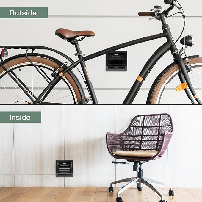 Vent Systems 4'' Inch Black Pack of 4 Air Vent Cover Dryer Vents and Bathroom Exhaust Vents Pipe, Black Louvered Dryer Vent Cover - Exhaust, Supply Air Register Grille with Flange