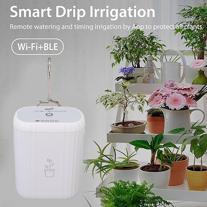banapoy Automatic Watering System, Vacation Self Watering Drip Irrigation Kit Smart WiFi Plant Waterer, Adjustable Drip Mode, APP Control, for Indoor Office Garden Plant