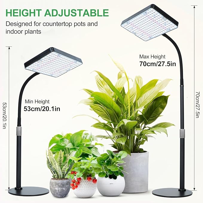 FRGROW 2026 Tabletop Grow Lights for Indoor Plants, Seed Starting, Bonsai, 25 Watt Power Draw, NO Need Adapter, Bright Enough Like A Small Sun, Daisy Chain Function, 16"-24" Height Adjustable