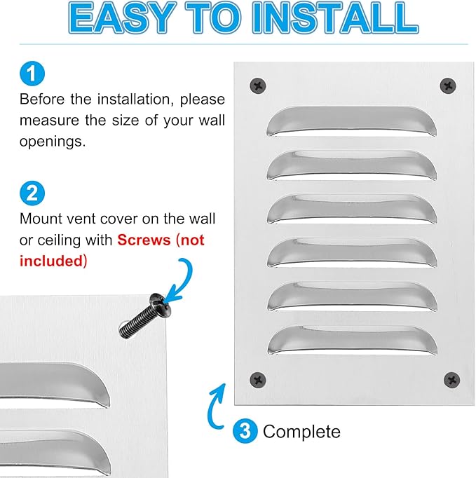 PATIKIL 15x2 Inch Aluminum Vent Cover, Screen Air Grille Ventilation Cover HVAC Louvered Grill for Home Kitchen Fireplace Bathroom Wall Ceiling, Silver