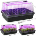 Seed Starter Tray with Grow Lights - 3-Pack 54 Cell Seedling Starter Kit, 5" Tall Humidity Dome & 2.8" Deep Cells, 96-LED Full Spectrum Plant Light with Timer/Dimmable, Reusable Germination Station