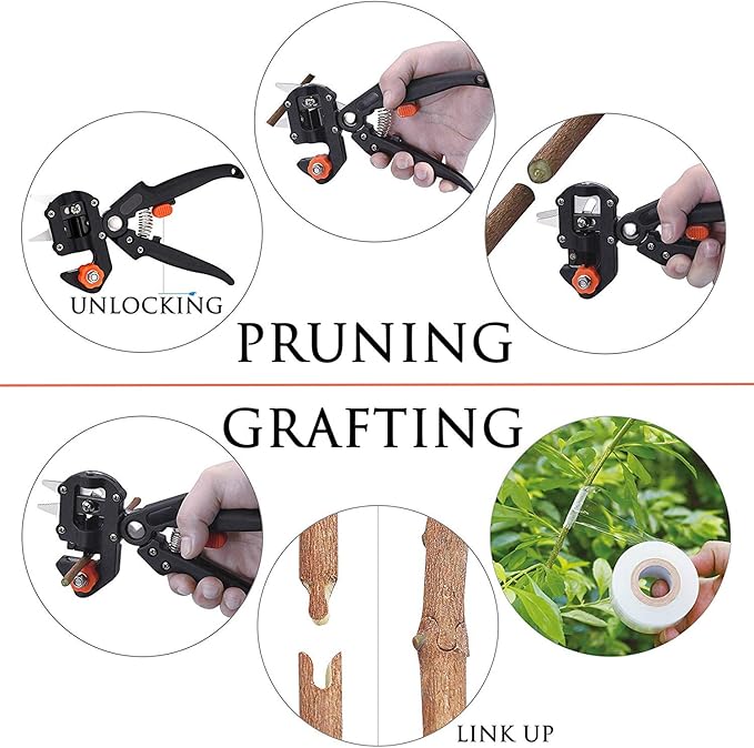 2-in-1 Garden Grafting Tools Pruner Kit, V-Graft Omega-Graft and U-Graft, Plant Branch Vine Fruit Tree Cutting Tool Kits Scissors