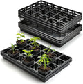 RooTrimmer 24 Cell Nursery Pots Trays (17"x11"x2") with Plastic Flat Seed Starter Trays, Durable Carrying Seedling Starter Tray, Reusable Planting Tray for Holding 2.7 inch Nursery Pots, 3 Sets Combo