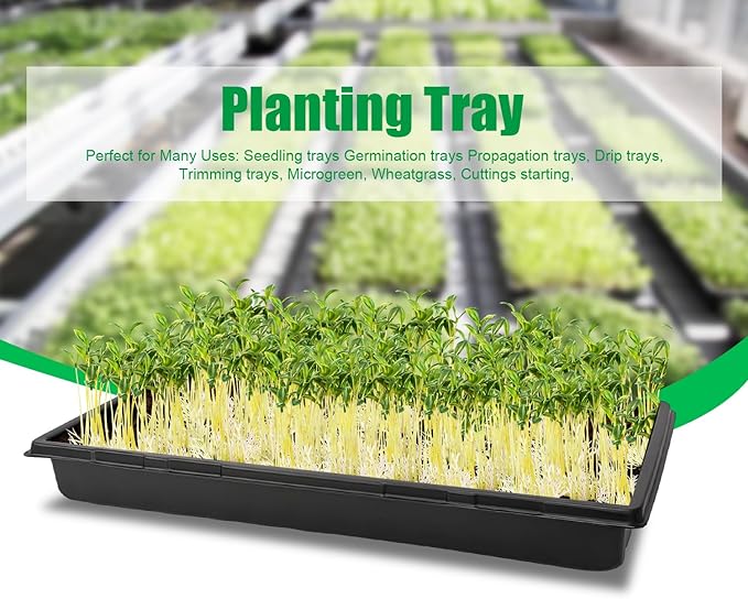 RooTrimmer 20 Pack 1020 Trays, No Drain Holes, 20" x 10", Extra Thick Heavy Duty Seed Starting Trays -Reusable Propagation Flats for Microgreens, Seedlings, Plant Germination, Fodder and Transplant