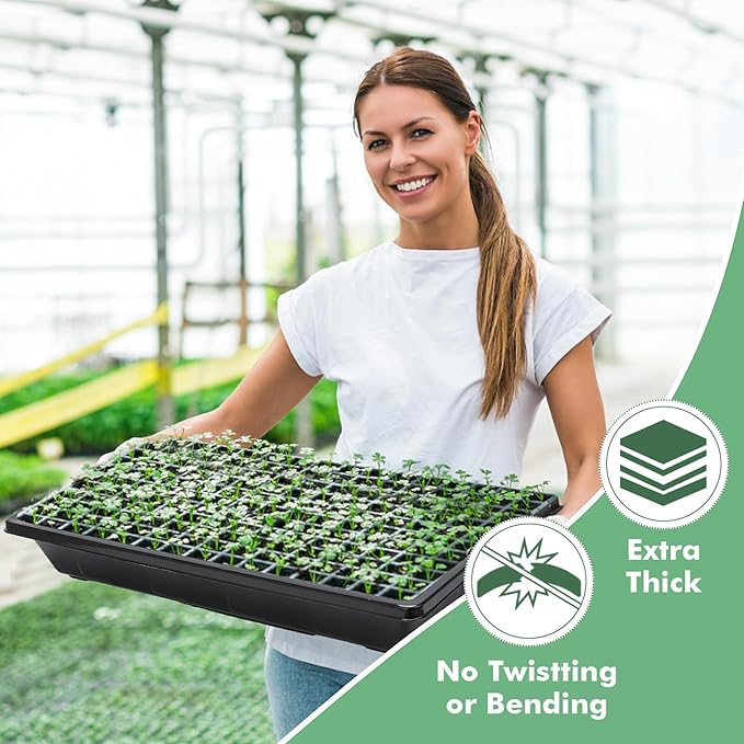Sckee Upgraded 20 Pack Plant Growing Trays Seed Starting Tray Microgreens Growing Trays Seedling Plant Germination Starter Tray Transplant Fodder Flats, No Holes, No Leakage, Reusable (1017)