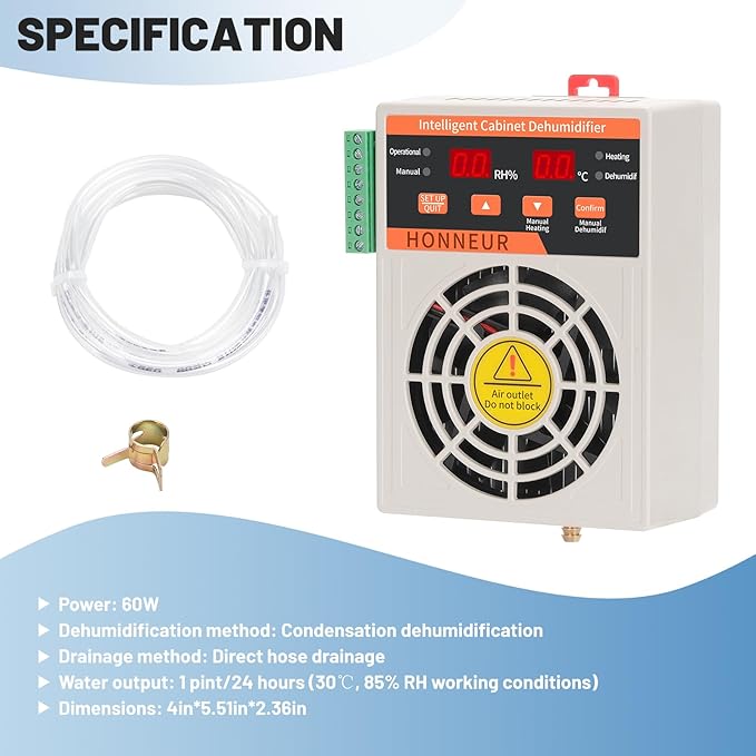 Fully automatic mini dehumidifier and constant humidity device 60W - suitable for distribution cabinets, planting tents, etc. (DC110~220V) (DC24~36V) (AC/DC110~220V)