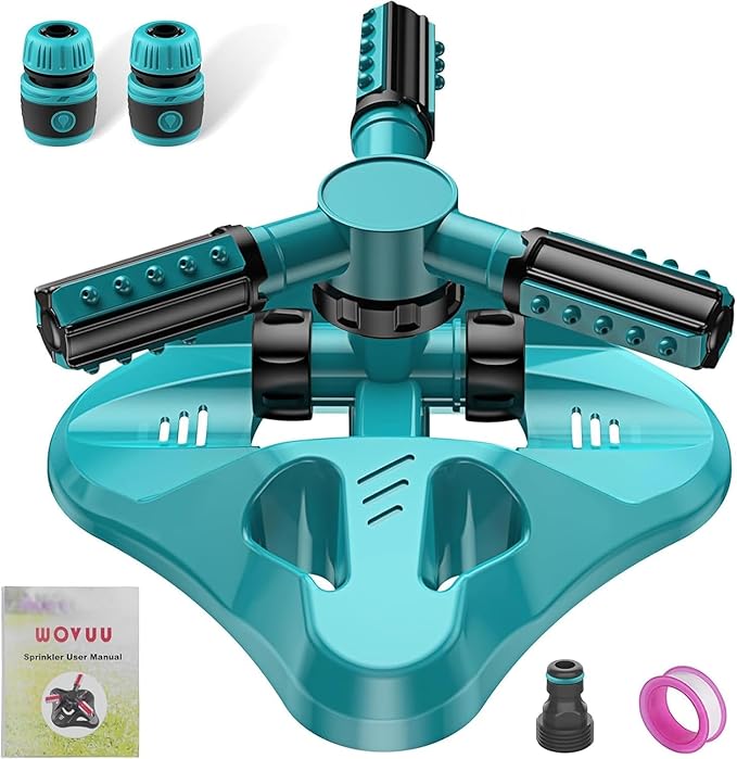 Lawn Sprinklerfor Yard,Upgrade Garden Sprinkler Automatic 360 Degree Rotating Irrigation Grass Water Sprinkler System, Built in 36 Units Angle Spray Nozzles-1Pack(Blue)