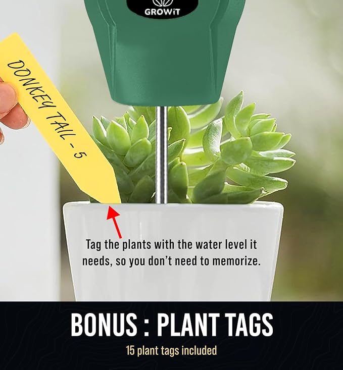GROWIT Soil Water Monitor for Plants - Soil Moisture Meter | Hydrometer for Plants | Plant Moisture Meter Houseplants | Water Tester for Plants | Farming Indoor and Outdoor Plants- Hunter Green