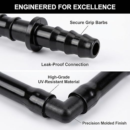 RAINFLOW Drip Irrigation Fittings Kit 1/4 Inch – Barbed Connectors, Tees, Elbows, End Plugs and Couplings, Tool-Free Drip Irrigation Parts for Garden, Greenhouse and Lawn Watering Systems