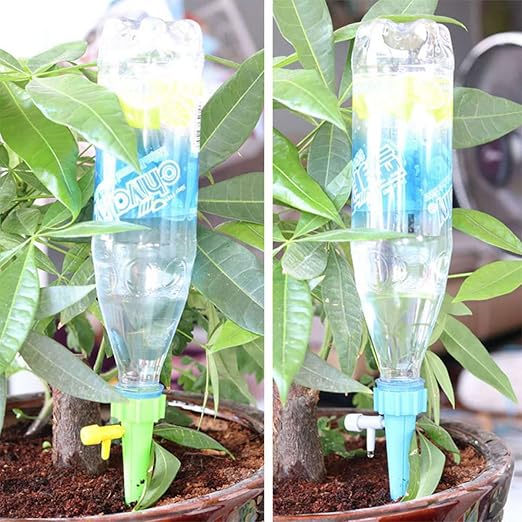 Drip Irrigation System Garden Watering System 12PCS Self Watering Spikes Devices Vacation Automatic Drip Irrigation Kits Adjustable Valve Plant Water Irrigation Control System for Garden Flower Bed