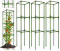 Breeze Touch 3 Pack Square Tomato Cages, Up to 47 Inch Adjustable Tomato Trellis for Garden & Pots, Garden Trellis for Climbing Plants Outdoor, Plant Trellis for Climbing Vegetables, Flowers, Beans