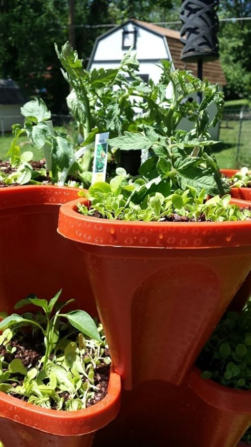 Mr. Stacky Smart Farm - Automatic Self Watering Garden - Grow Fresh Healthy Food Virtually Anywhere Year Round - Soil or Hydroponic Vertical Tower Gardening System (Standard Kit, Terracotta)