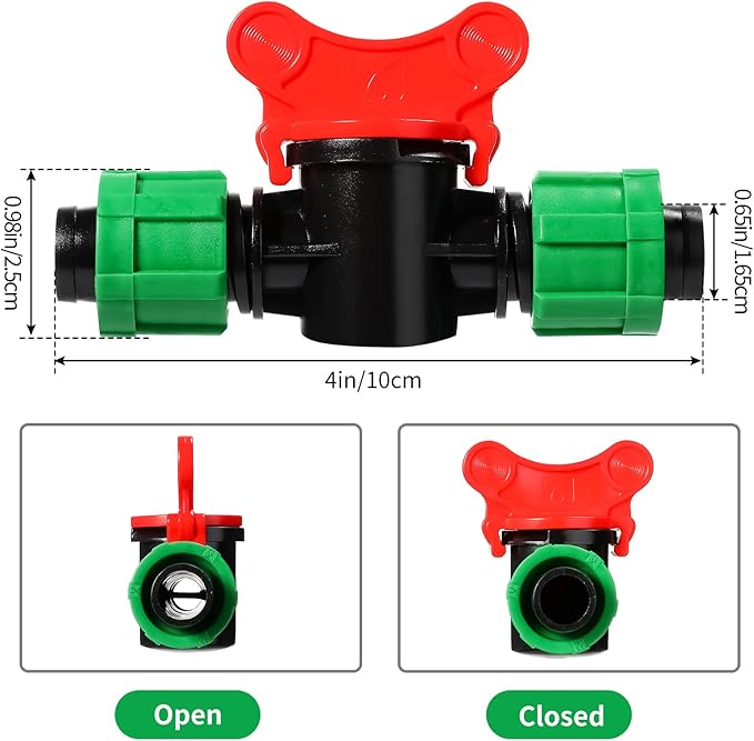 Tondiamo Drip Irrigation Shut off Valve 1/2 Inch Universal Drip Irrigation Tubing Coupling Valve Connector Locking Fitting Compatible with 16 to 17 mm Drip Tape Tubing Sprinkler System (12 Pieces)