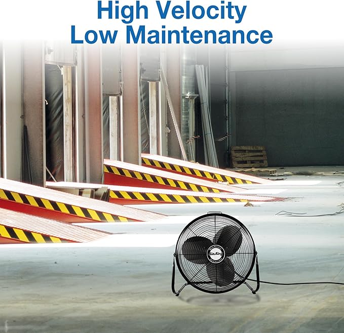 Air King 9220 20-Inch Industrial Grade High Velocity Pivoting Floor Fan, 20 Inches, Black