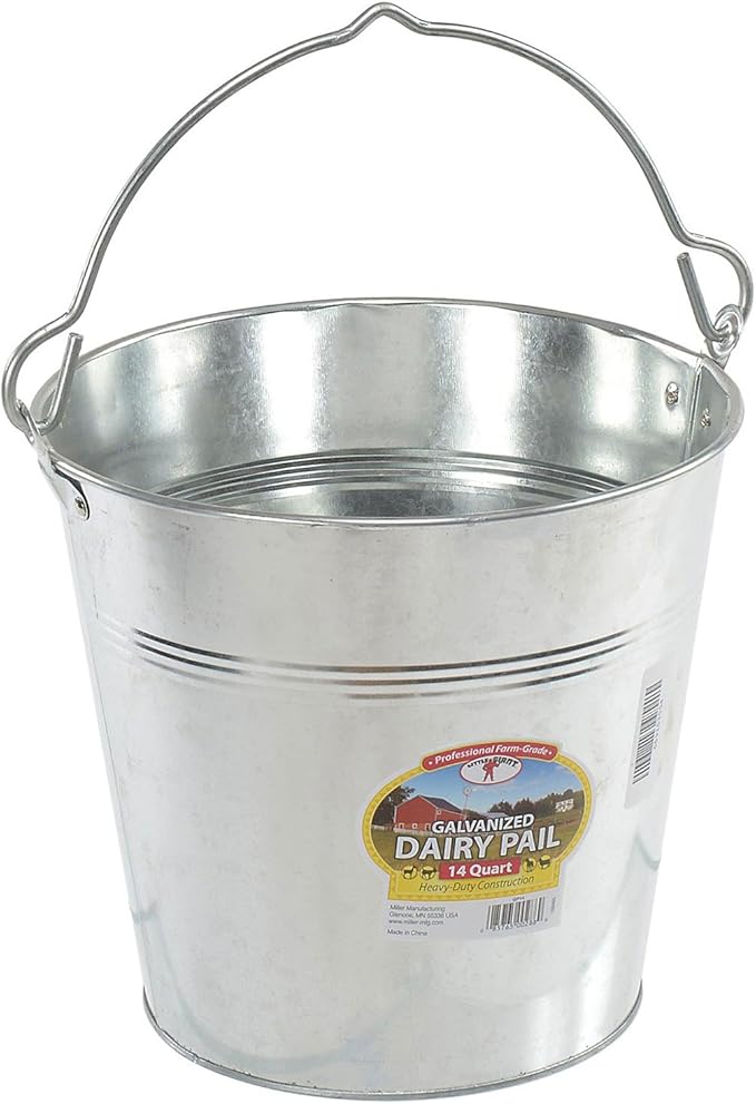 Little Giant® Galvanized Dairy Pail | Metal Bucket | Utility Bucket with Handle | Gardening & Farming Bucket | 14 Quart