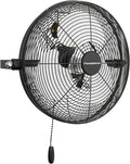 12 Inch High Velocity Wall Mount Fan, 2500 CFM Industrial Metal Air Circulator, 3-Speed Commercial Wall Fan with 180° Tilt, Pull Chain, for Garage, Workshop, Gym, Patio - UL Listed