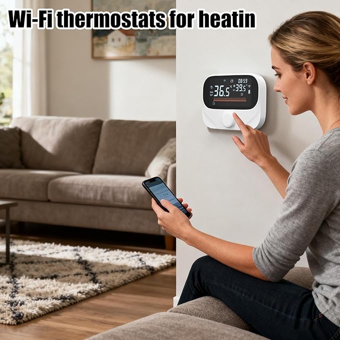 Smart Thermostat for House,Smart Thermostat with APP and Voice Control - Boiler Temperature Control Monitor | for RV Office Bedroom Home Indoor Boiler Greenhouse Living Room