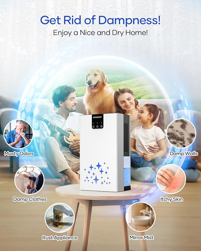 Dehumidifier, 95 OZ Water Tank Dehumidifiers for Home with Auto Shut Off, 1000 sq. ft. Dehumidifier for Bedroom Bathroom Basement Rv with 7 Color Light, Quiet Dehumidifiers with Sleep Mode