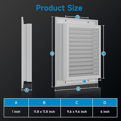 12" X 12" Gable Vents, Hon&Guan Aluminum Alloy Attic Vent for Houses Door Vents for Exterior Doors [Vent Opening: 10” x 10”], White
