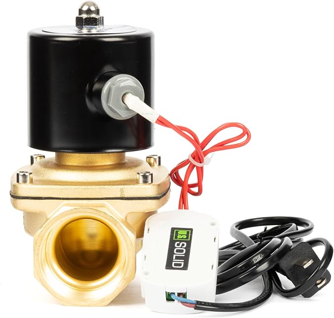 U.S. Solid Smart WiFi Brass Solenoid Valve, 1-1/2", 110V AC, Normally Closed, App Remote Control for Water Systems & Automation