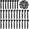 Honoson 30 Pack 1/2 Inch Irrigation Tubing Hold Down Anchor Stakes, 0.87 x 4.33 Inch Drip Tubing Stakes with 50 Pcs 1/4" Adjustable Irrigation Drippers Sprinklers for Garden Patio Lawn Hoses(Black)