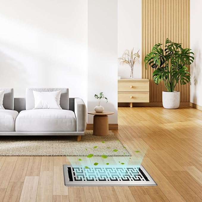 Floor Register 4x14 Inches - 3 Pack Heavy Duty Walkable Steel Floor Vents Easy Adjust Air Supply Lever Decorative Floor Vent Covers for Home Floor/Room/Sidewalk