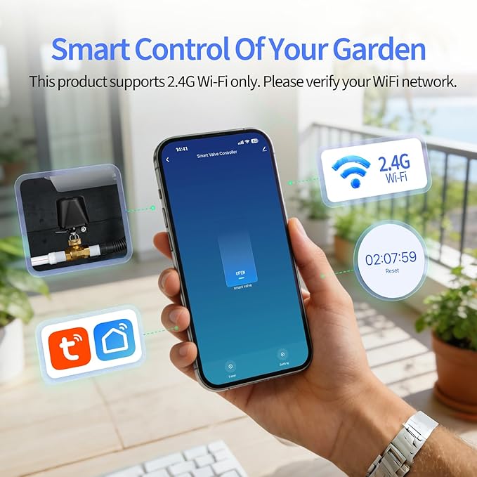 Owfeel WiFi Smart Water Valve, APP Remote Control, DN25 Ball Brass Water Valve, Compatible With Alexa, Google and Application Program iOS/Android, Only Supports 2.4 GHz WiFi (1")