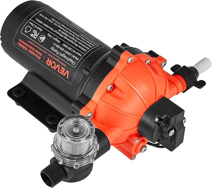 VEVOR Water Pressure Pump, 110V AC 5 GPM, 5-Chamber On Demand Electric Diaphragm Water Transfer Pump, 60 PSI Max Pressure, Automatic Pressure Switch, for Home Kitchen Garden Irrigation Car Washing