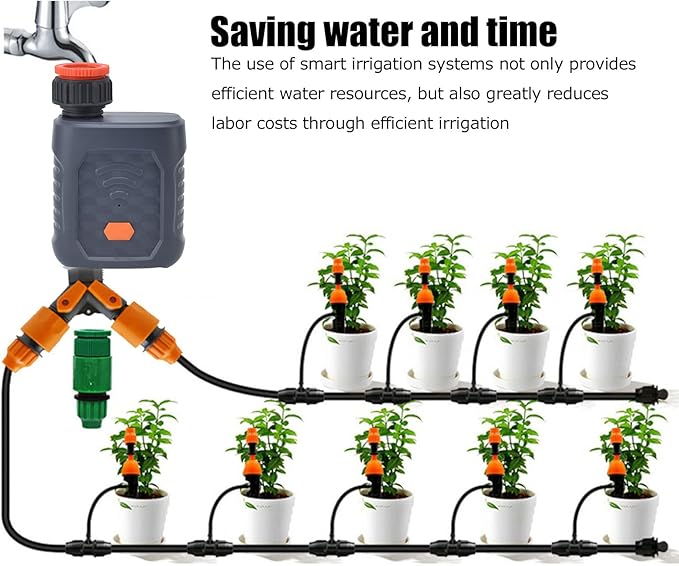 Smart Automatic Garden Irrigation Controller, WiFi Water Timer for Lawn & Plants, IP67 Sprinkler System with Custom Scheduling, Ideal for Vacations, Balconies, Greenhouses & Drip