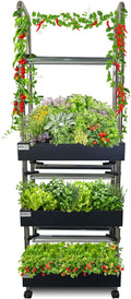 3-Tier Hydroponics Growing System Kit, 60-Pod Indoor Garden with Adjustable Full-Spectrum LED Grow Light, Auto Water Circulation Smart Growing System for Herbs, Vegetables & Climbing Plants