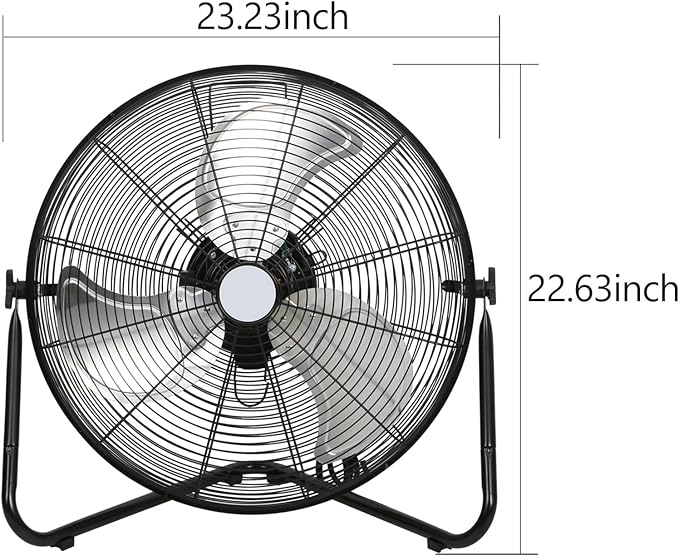 BILT HARD 4650 CFM 20" High Velocity Floor Fan, 3-Speed Heavy Duty Metal Fan with Wall-Mounting System, Industrial Shop Fan for Commercial, Garage, and Greenhouse
