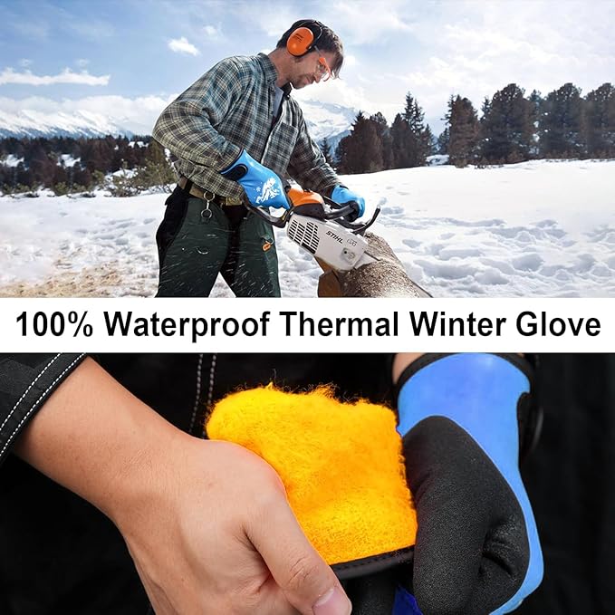 100% Waterproof Winter Work Gloves, Fleece Liner Thermal Work Gloves, Cold Weather Gardening Car Outdoor