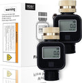 MOES Water Flow Meter with Brass Inlet Metal Thread, Measure Gallon/Liter Consumption and Flow Rate for RV Water Tank Filling, Outdoor Garden Hose Watering, Lawn Sprinkler and Nozzle Sprayer, 2 Pack