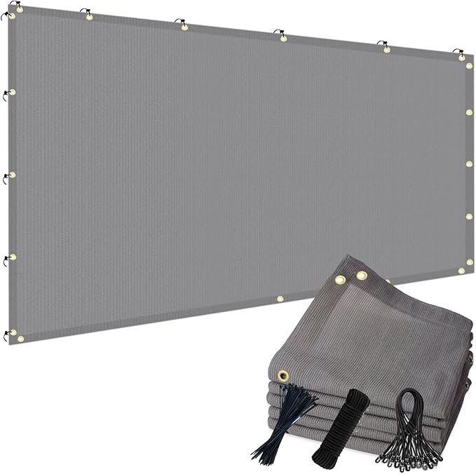 POYEE 90% 8x25ft Sun Shade Cloth for Outdoor Deck Backyard Patio Garden Pergola Cover Canopy Gray