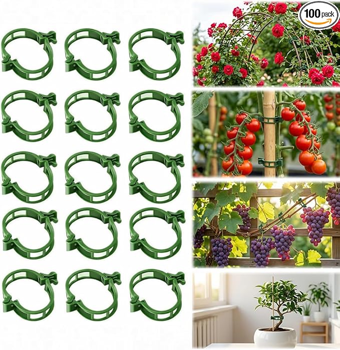 100 pcs Plant Support Clips, Reusable Plastic Garden Clips for Climbing Plants, Trellis Clips for Tomato, Grape Vine and Vegetable Plant Fixing (100, Green)