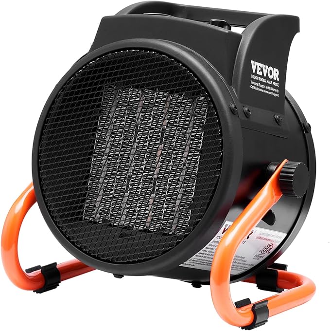 VEVOR Greenhouse Heater with Thermostat, 1500W PTC Fast Heating with Overheat Protection, 3-Speed Setting Small Grow Tent Heater, Electric Portable Heater Fan for Green House, Flower Room, Workplace
