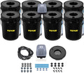 VEVOR DWC Hydroponic System, 5 Gallon 8 Buckets, Deep Water Culture Growing Bucket, Hydroponics Grow Kit with Pump, Air Stone and Water Level Device, for Indoor/Outdoor Leafy Vegetables