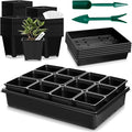mwellewm 5 Pcs Seed Starter Tray, 3.5 Inch (9CM) 60 Pcs Nursery Pots Kit, Thickened Seed Starting Trays Square Seedling Pots for Plants Sturdy Microgreens Growing Trays Reusable Germination Tray