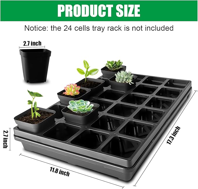RooTrimmer 5 Pack Nursery Potting Tray, Carrying and Holding Plant Tray for Seeds Starting Pot, Collecting Drainage Water(Black)