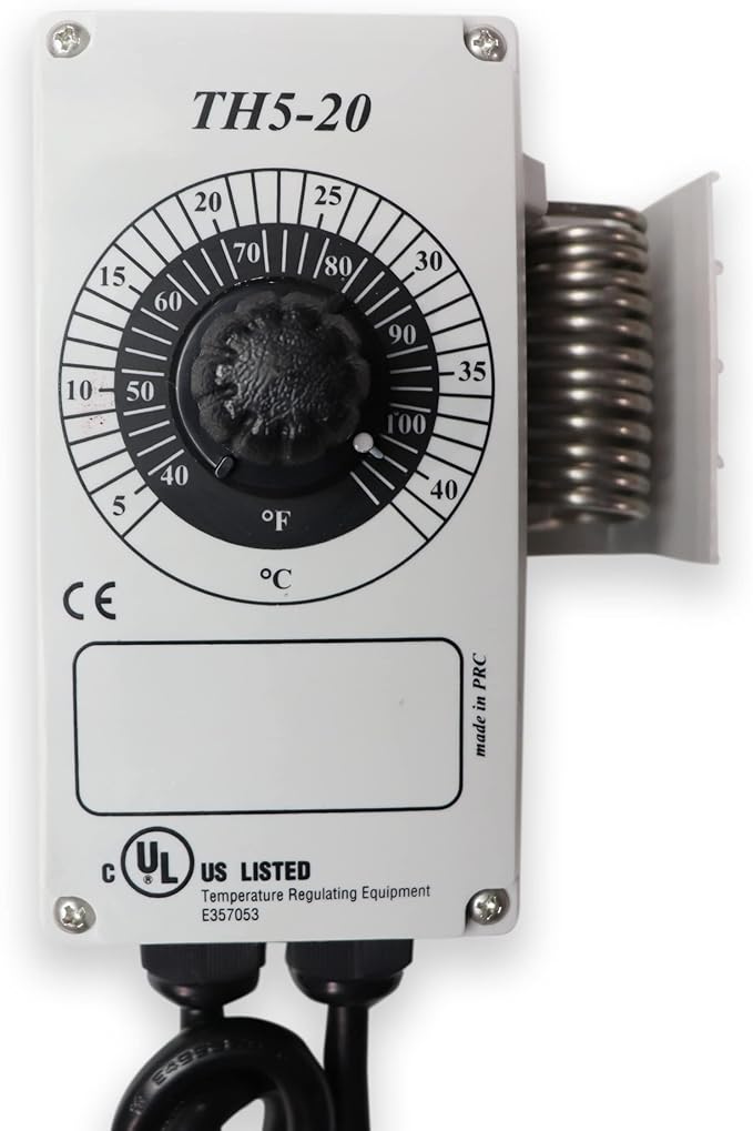 TH5 Line Voltage Thermostat Assembly with Standard 120 Volt Outlet - AC 3 Prong Cord Plugs