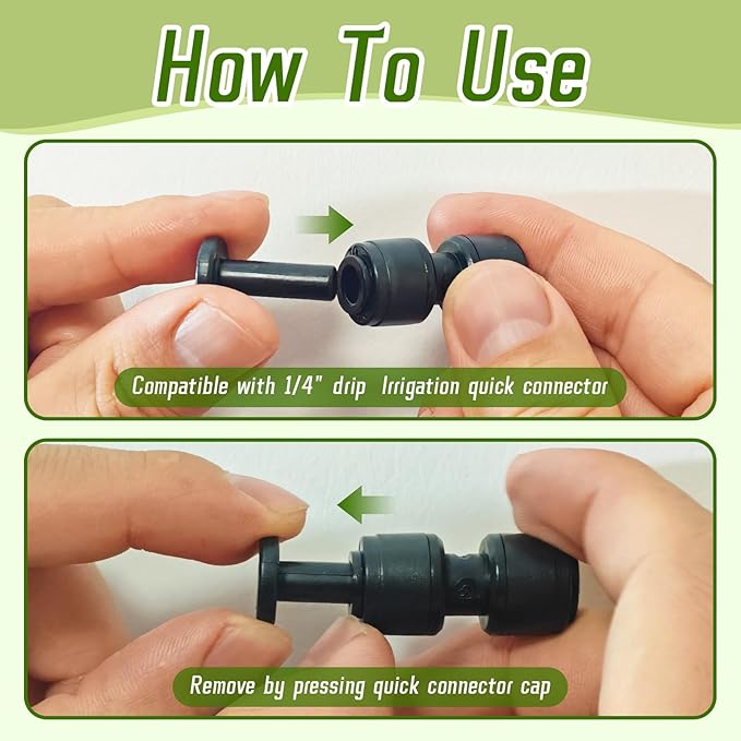 50 Pack 1/4" End Plug for Quick Connectors, End Cap for 1/4 Inch Push-to-Connect Drip Irrigation Fittings, Leak-Proof End Closure Parts for Drip Irrigation System