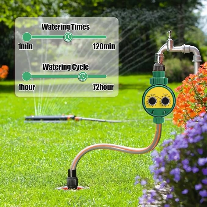 Outdoor Garden Hose Faucet Timers, Dial Sprinkler Timer with Rain Delay Manual Automatic Watering System Programmable Irrigation Controller Timer Waterproof Digital Irrigations for Yard Lawn