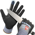 Schwer ANSI A9 Cut/Abrasion Resistant Gloves for Heavy Duty Work, 18 Gauge 3/4 Double Dipped Nitrile Coating for Construction, Gardening, Water & Oil Proof, Anti Slip, Touch Screen, PM3202, Black, M