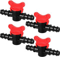 Boao Drip Irrigation Switch Valves - 1/2 Inch Double Male Barbed Valve - Manual Adjustment with Red Handle Top(4)