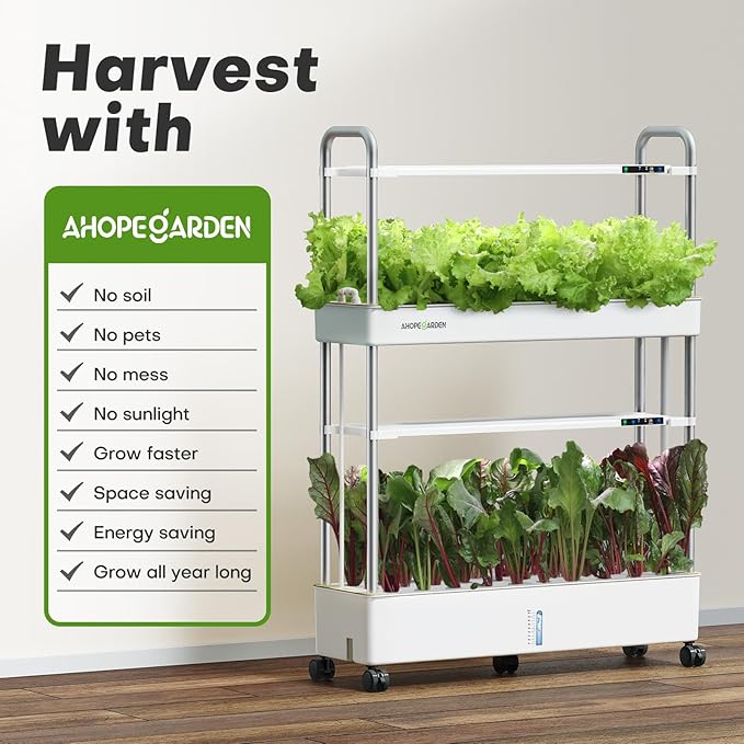 Ahopegarden Indoor Garden Hydroponics Growing System Kit: 60 Pods Indoor Herb Garden with LED Grow Light - Plant Germination Kit, 32L Large Capacity Hydroponic Tower for Vegetables Fruits Flowers