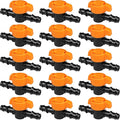 1/2 Inch Drip Irrigation Barbed Valve, 15 Pcs Barbed Switch Valves Drip Line Parts for 1/2" Drip Tubing (.570-.620" ID), 1/2 in. in-line Barbed Shut Off On Valve for Garden Irrigation System
