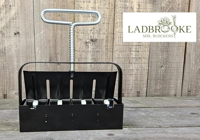 Ladbrooke Authentic Soil Block Maker Mini 4 Hand Held - Most Popular Soil Blocking Tool, Made in England