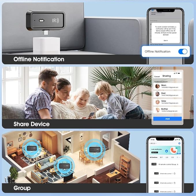 WiFi+IR Mini Smart Home Universal Remote Controller, Compatible with Alexa; USB C Port for IR Appliances,for TV, Fan, DVD, Air Conditioner STB etc.
