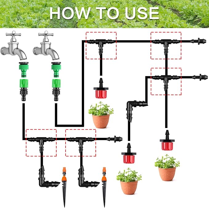 70 Pack Barbed Tee Fittings, 1/4" Drip Tubing, Black, Plastic, Irrigation Fitting, HOSE PIPE FITTING, Barb Tee, 1/4 inch